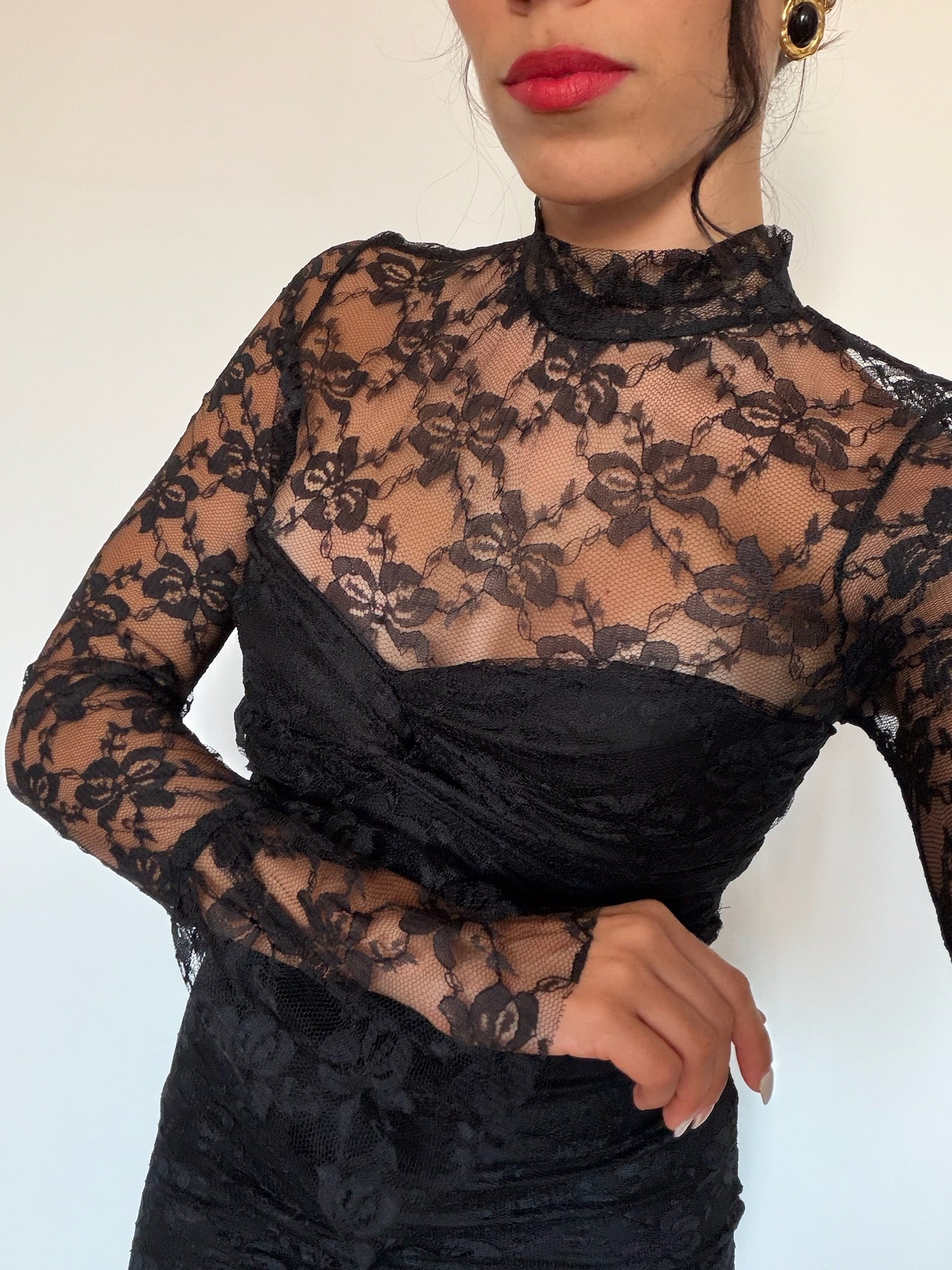 Vestido renda preto
