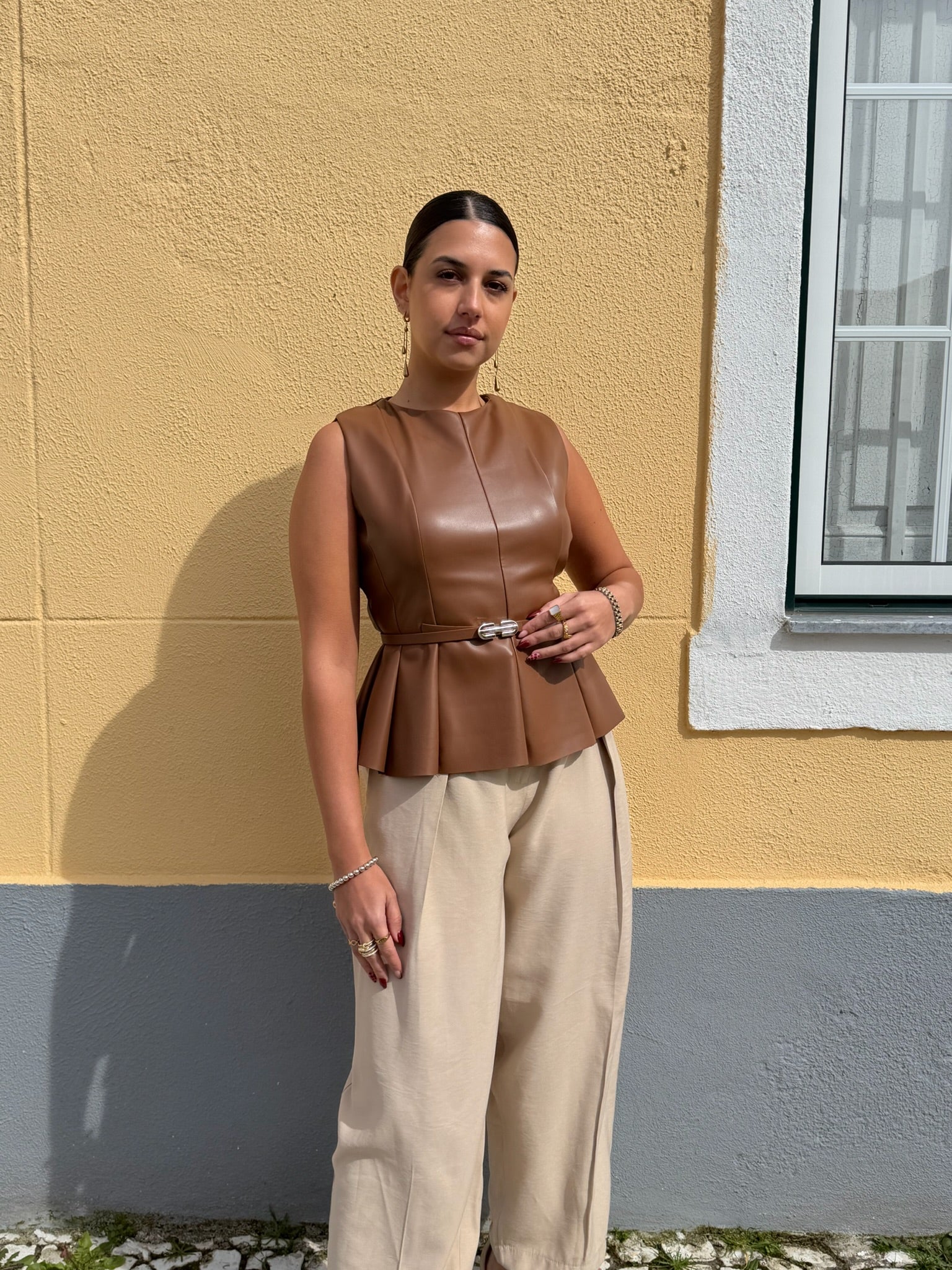 Colete napa camel