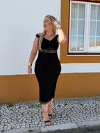 Vestido renda preto alças