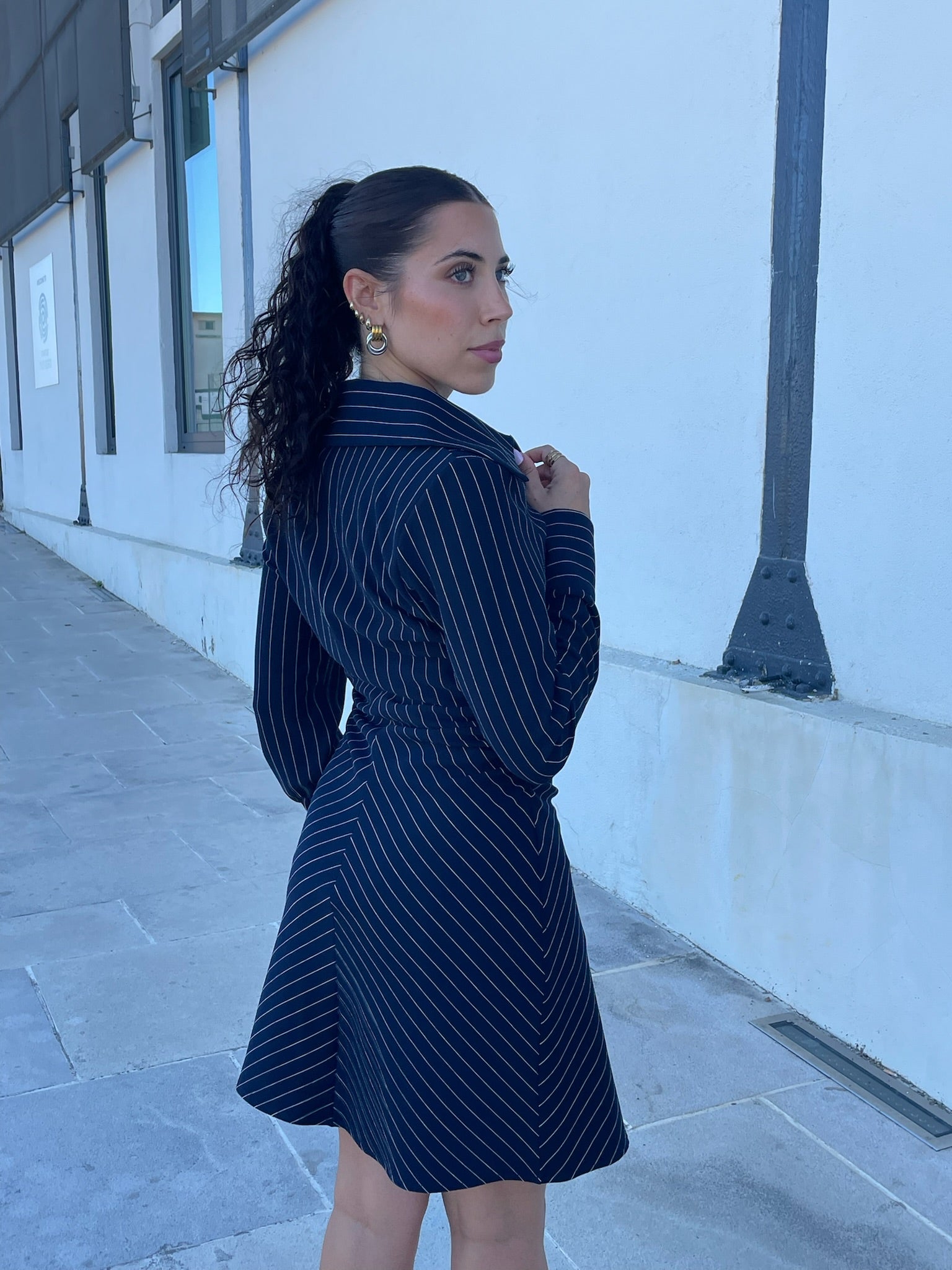 Vestido riscas azul