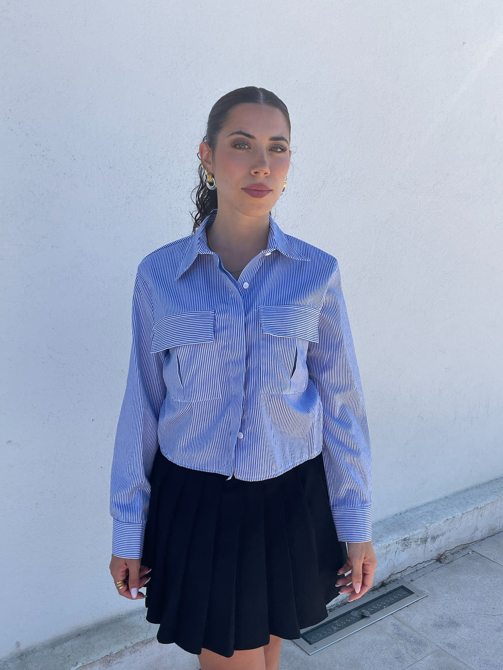 Camisa riscas azuis
