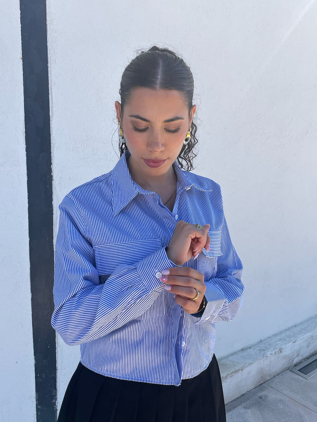 Camisa riscas azuis