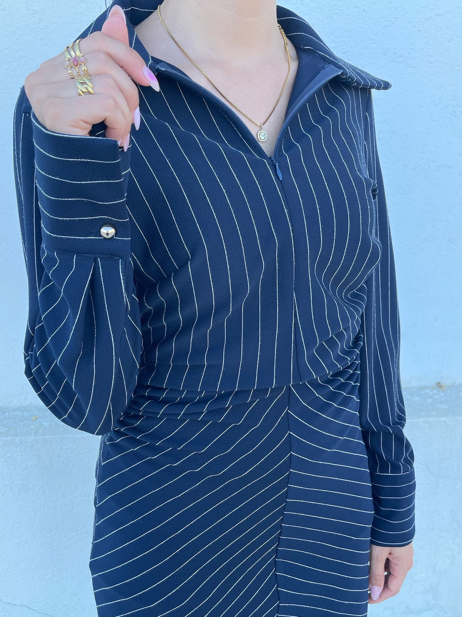 Vestido riscas azul