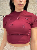 Tshirt laços bordo e preto