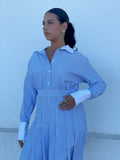 Vestido riscas azul e branco