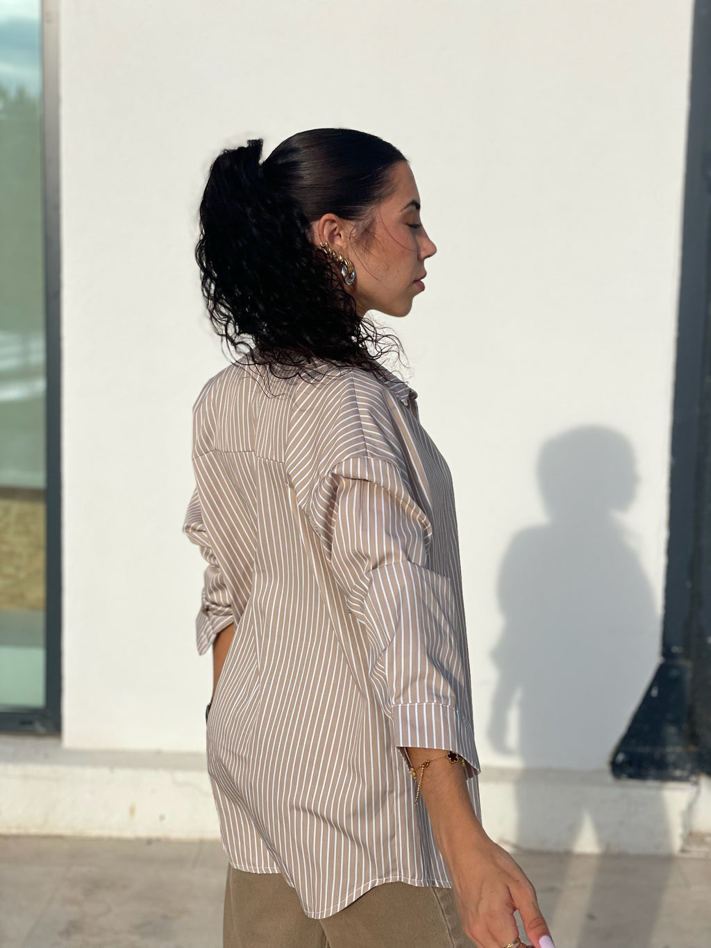 Camisa riscas bege