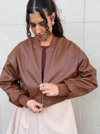 Casaco camel de napa
