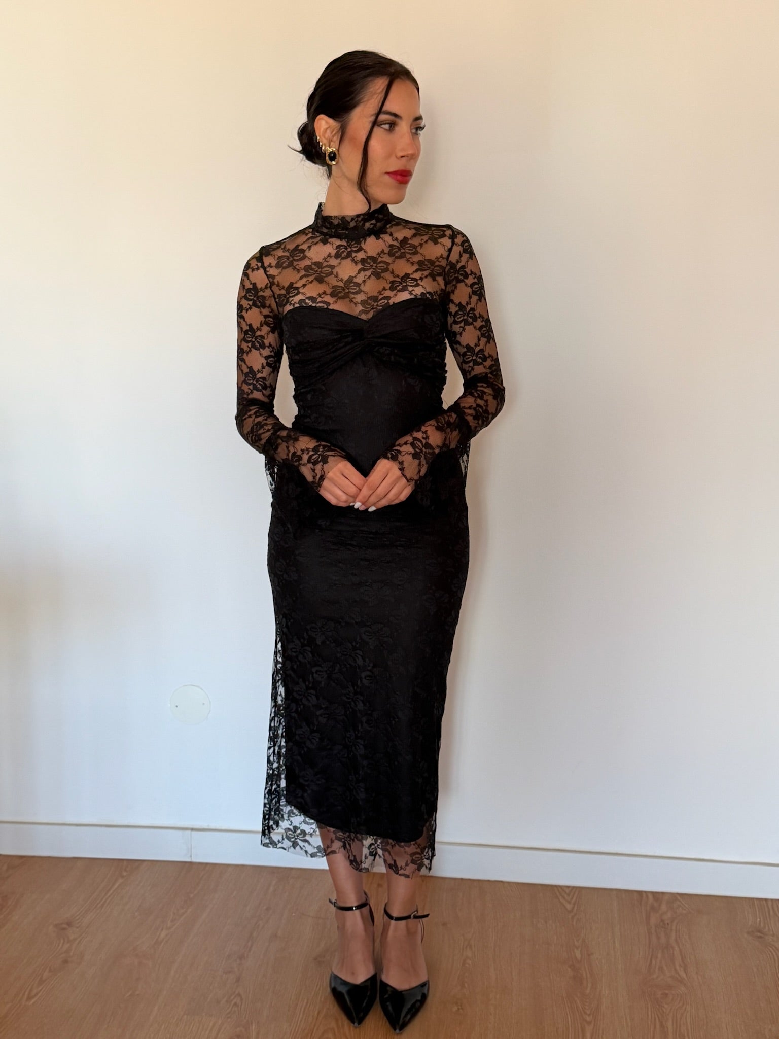 Vestido renda preto
