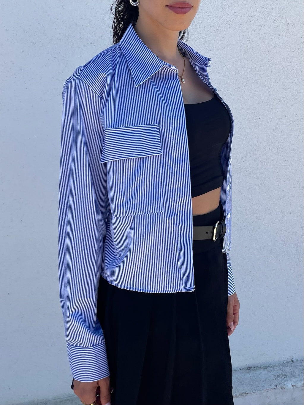 Camisa riscas azuis