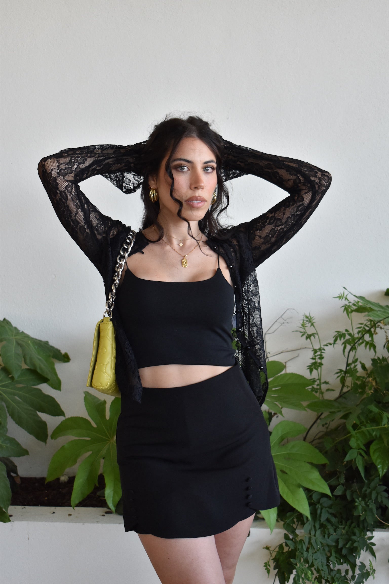 Camisa renda com botões