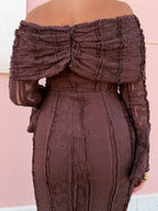 Vestido renda castanho