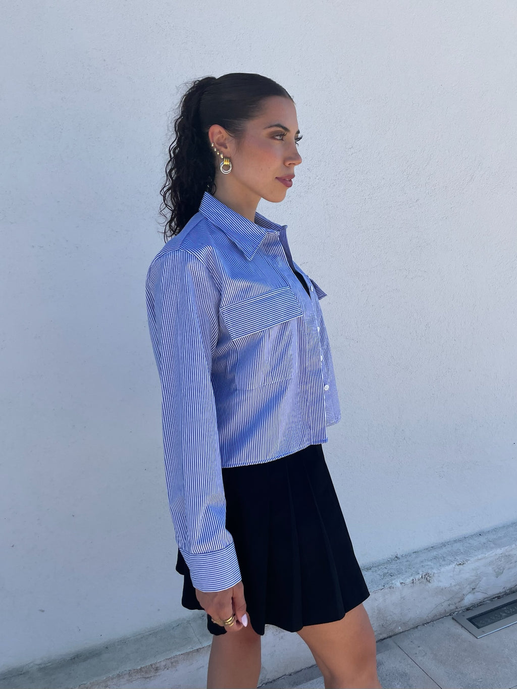 Camisa riscas azuis