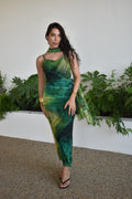 Vestido verde com lenço