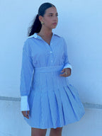 Vestido riscas azul e branco