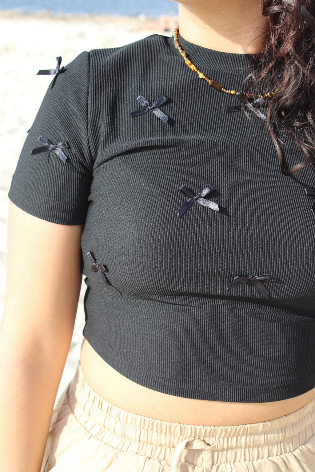 Tshirt laços bordo e preto