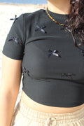 Tshirt laços bordo e preto