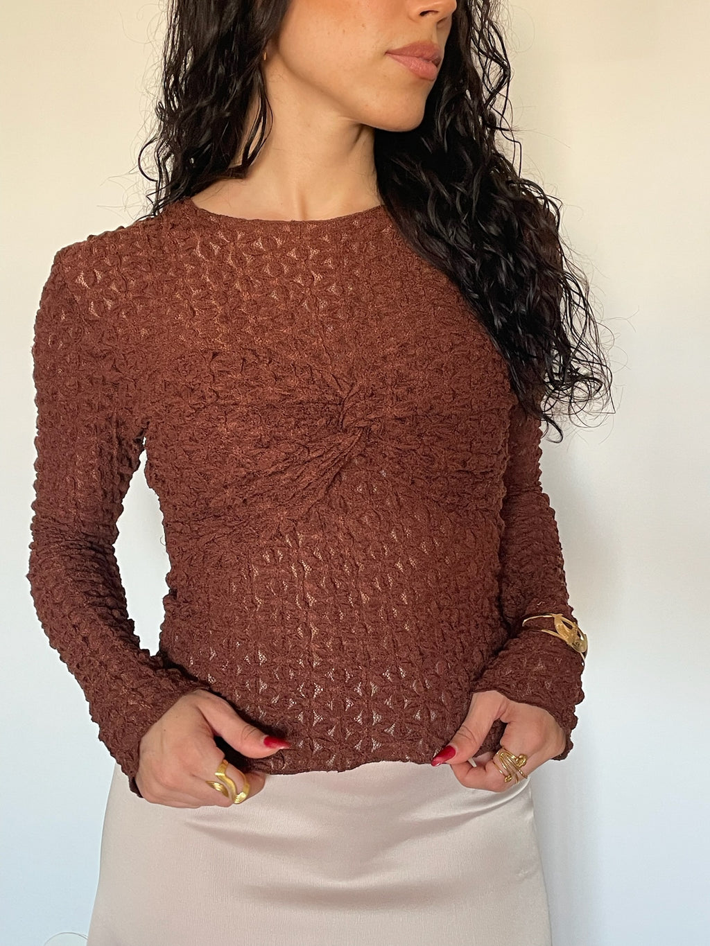 Blusa renda pormenor peito