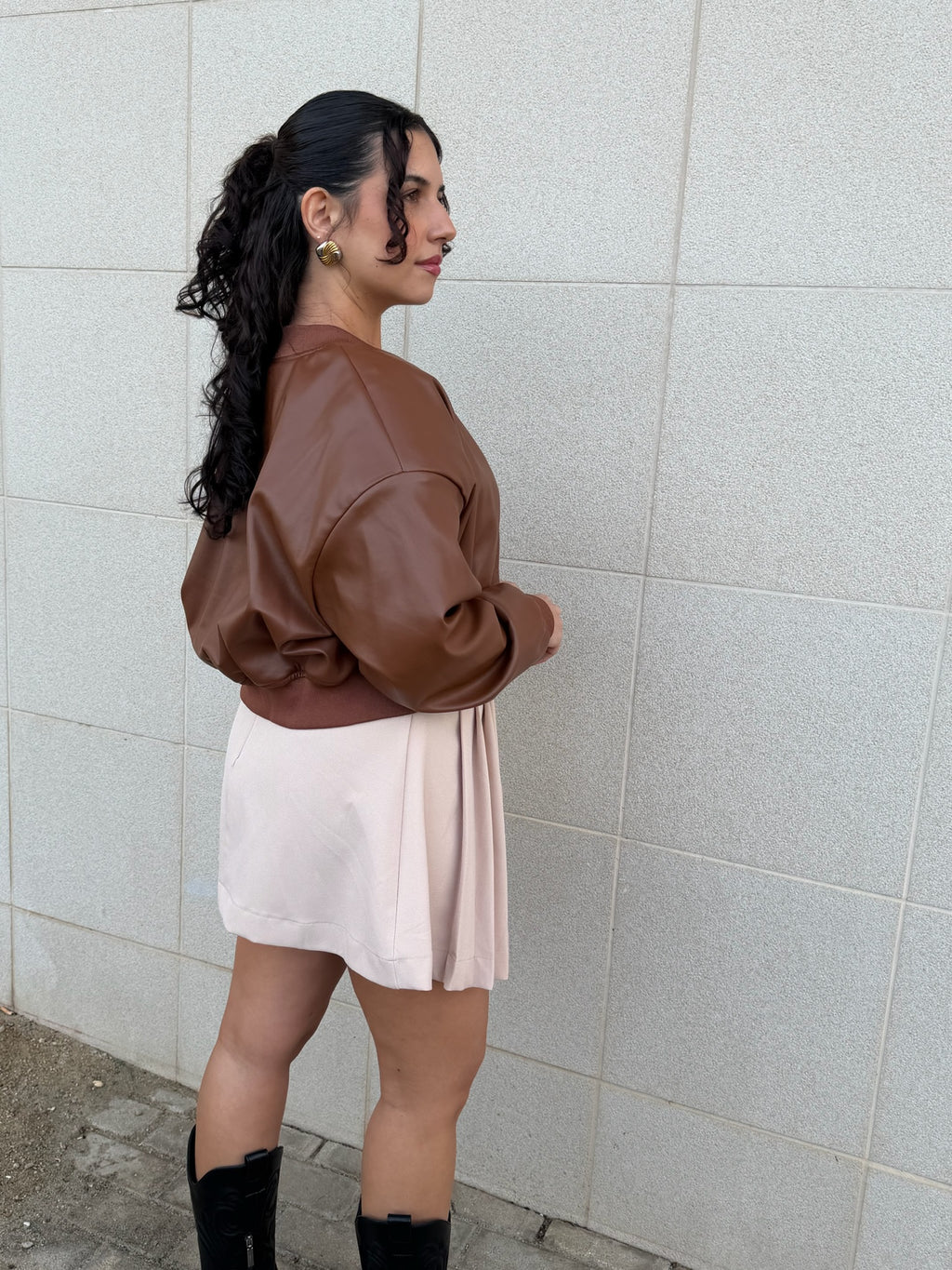Casaco camel de napa