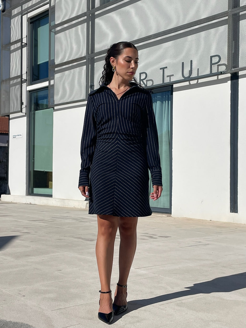 Vestido riscas azul