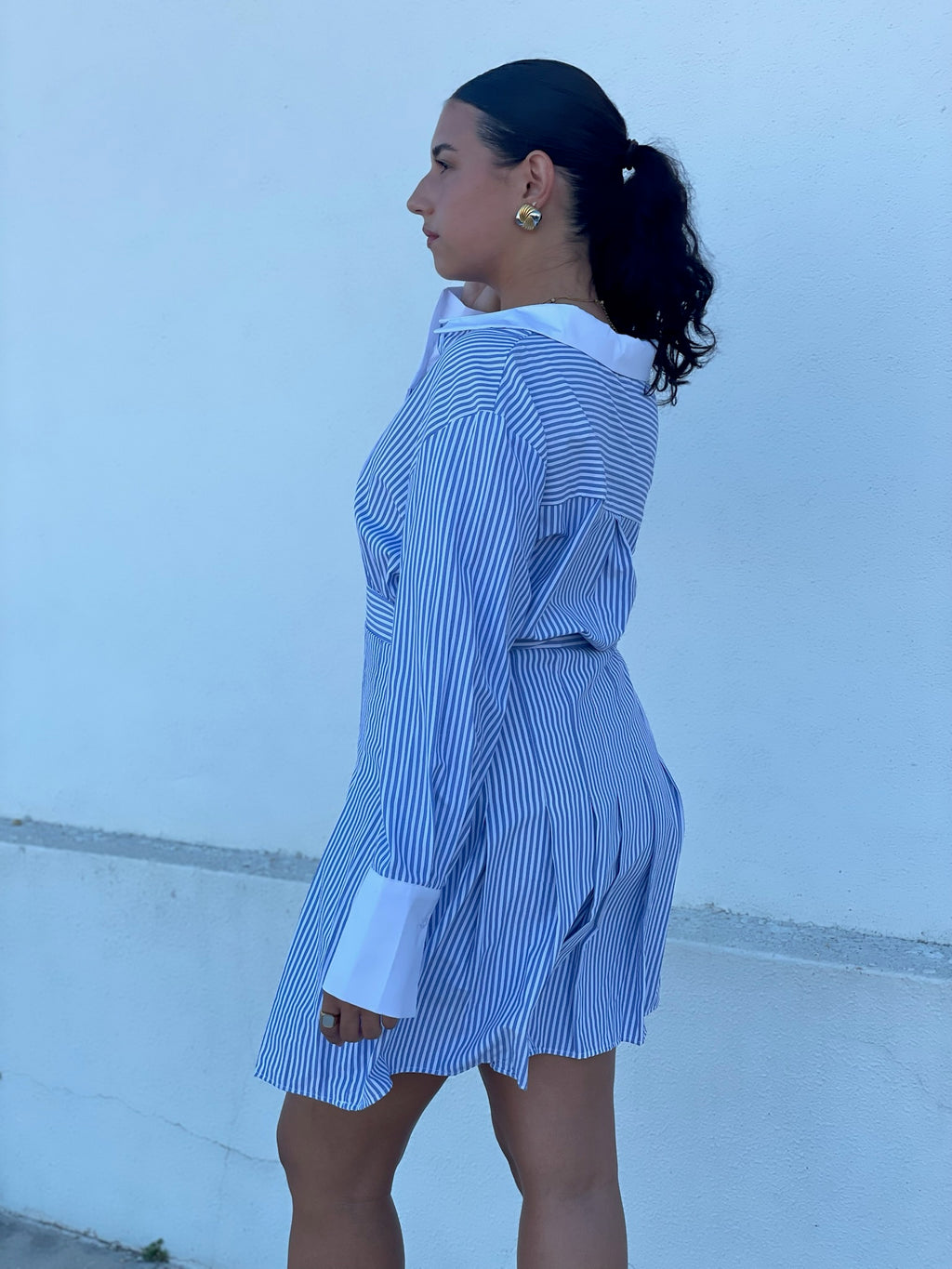 Vestido riscas azul e branco