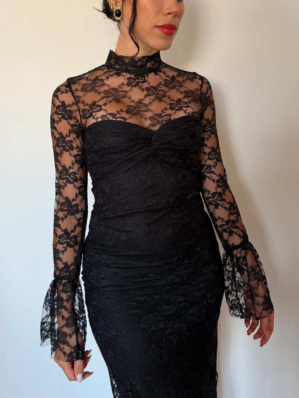 Vestido renda preto