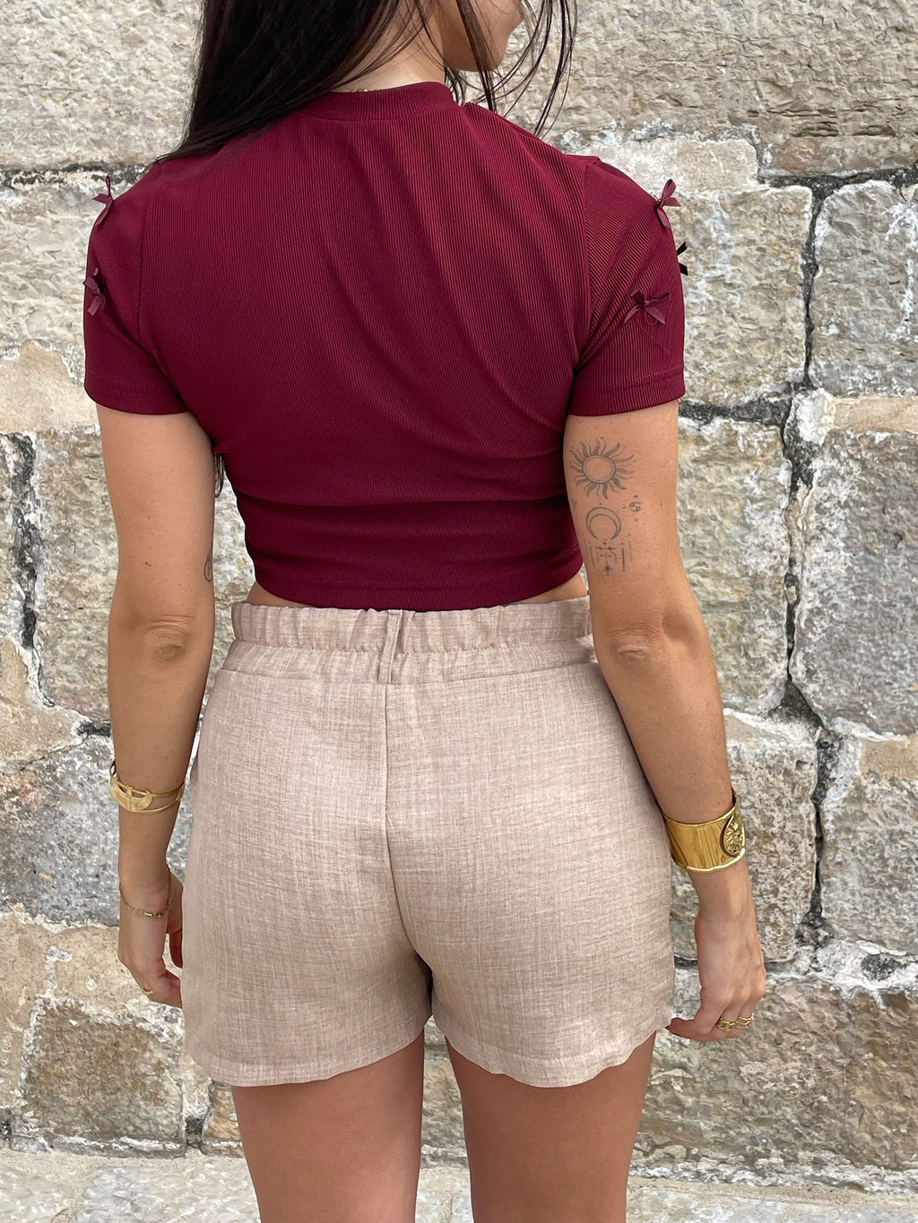 Tshirt laços bordo e preto