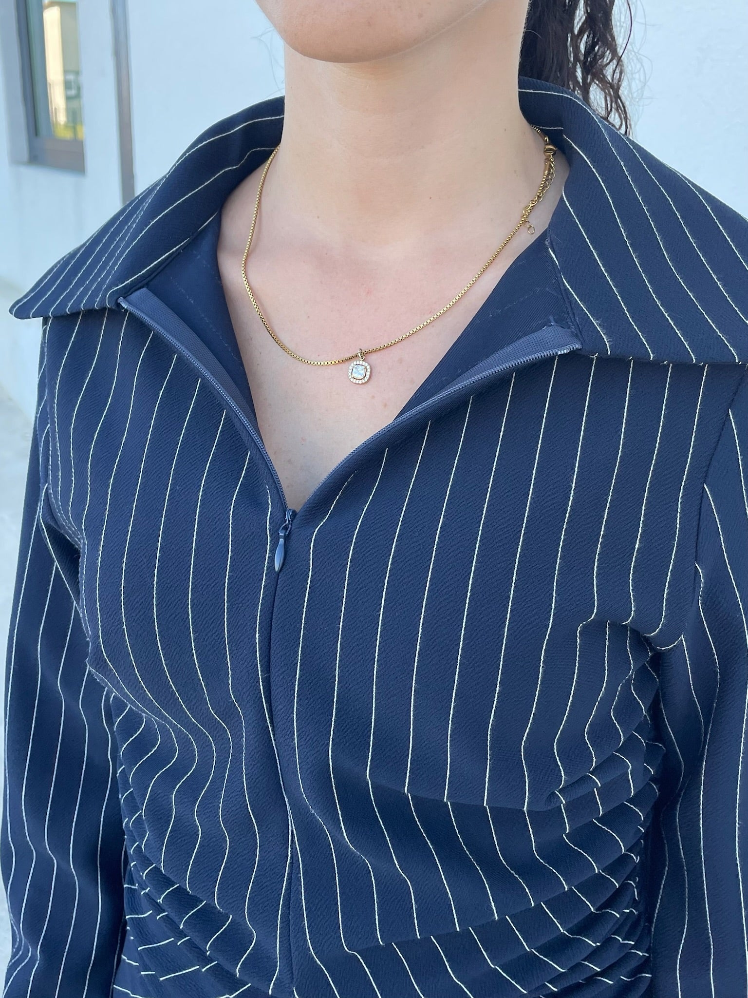 Vestido riscas azul