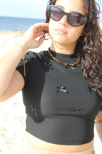 Tshirt laços bordo e preto