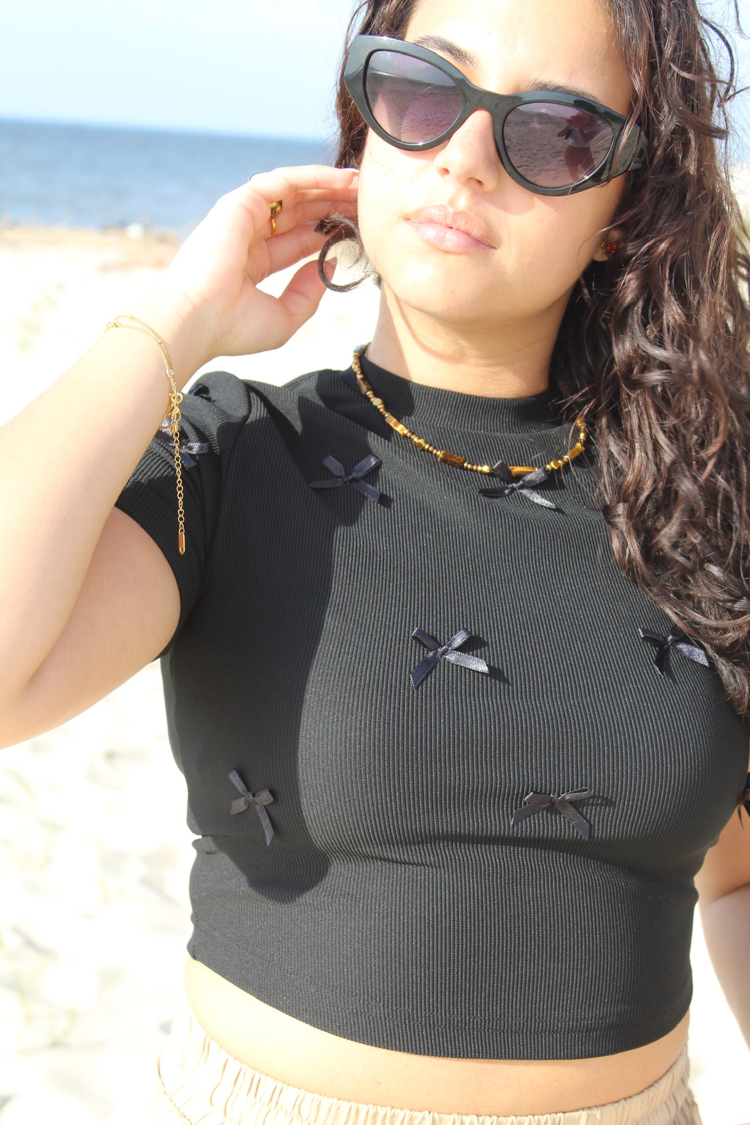 Tshirt laços bordo e preto