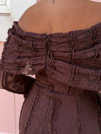 Vestido renda castanho