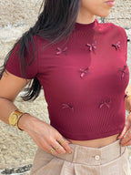 Tshirt laços bordo e preto